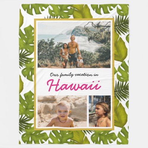 Tropical Leaves Hawaiian Vacation Photo Fleece Blanket