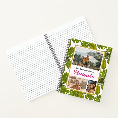 Tropical Leaves Hawaiian Vacation Photo Notebook