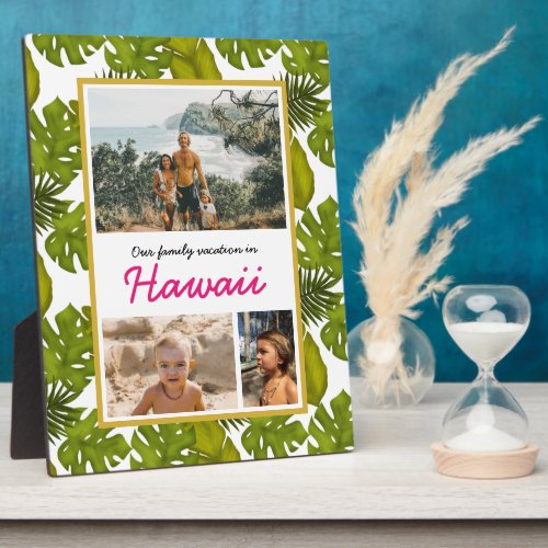 Tropical Leaves Hawaiian Vacation Photo Plaque