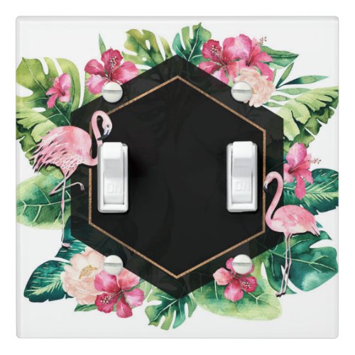 Tropical Leaves Hibiscus Flamingos Elegant Summer Light Switch Cover