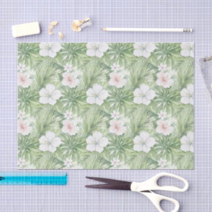 Tropical Leaves Hibiscus Floral Bridal Shower Tissue Paper