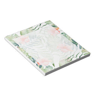 Tropical Leaves Hibiscus Floral Watercolor Notepad