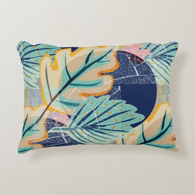 Tropical leaves in grunge style. accent pillow (Front)