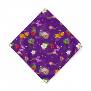 Tropical Leaves in Purple Bandana