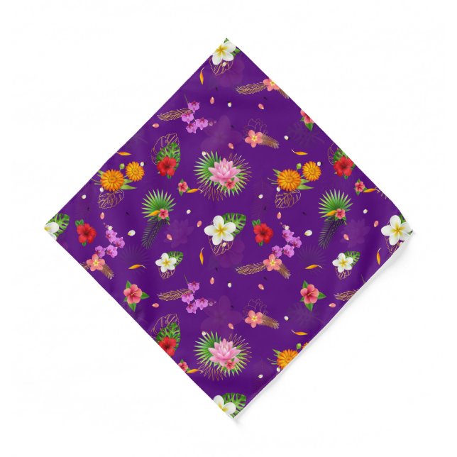 Tropical Leaves in Purple Bandana (Front)