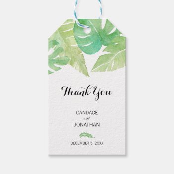 Tropical Leaves In Watercolor Gift Tags by kittypieprints at Zazzle