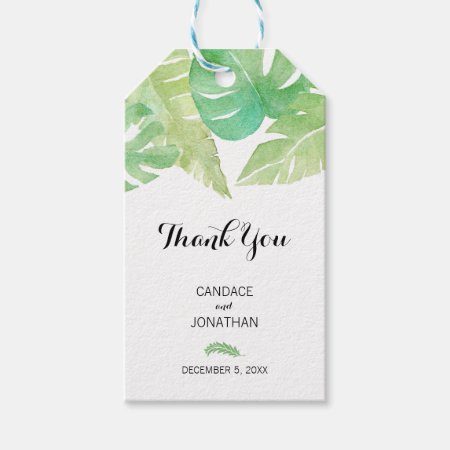 Tropical Leaves In Watercolor Gift Tags