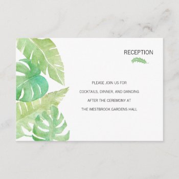 Tropical Leaves In Watercolor Insert Invitation by kittypieprints at Zazzle