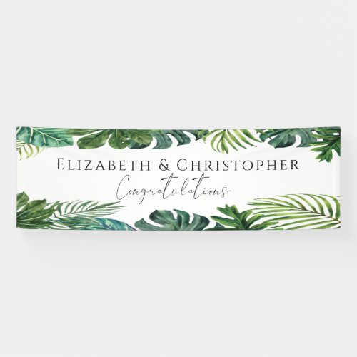 Tropical Leaves Island Wedding Banner