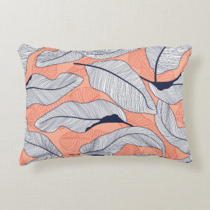 Tropical leaves, jungle leaves seamless vintage fl accent pillow