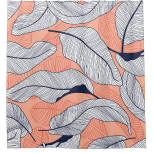 Tropical leaves, jungle leaves seamless vintage fl shower curtain