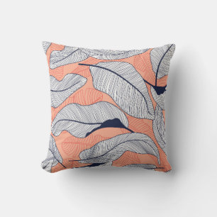 Tropical leaves, jungle leaves seamless vintage fl throw pillow