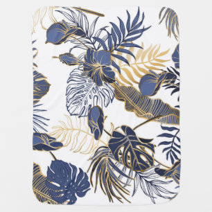 Tropical leaves, jungle seamless background. baby blanket
