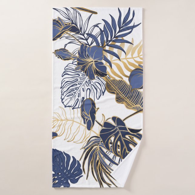 Tropical leaves, jungle seamless background. bath towel (Bath Towel)