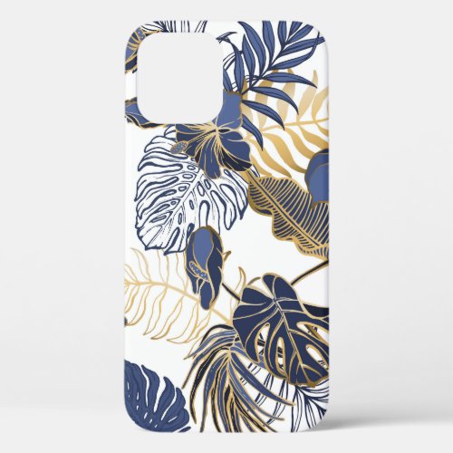 Tropical leaves jungle seamless background iPhone 12 case