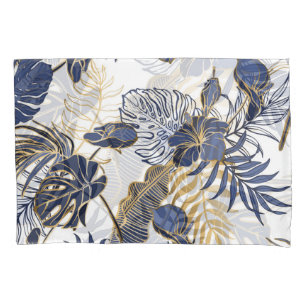 Tropical leaves, jungle seamless background. pillow case