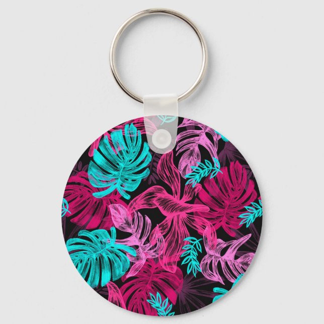 Tropical Leaves Keychain (Front)