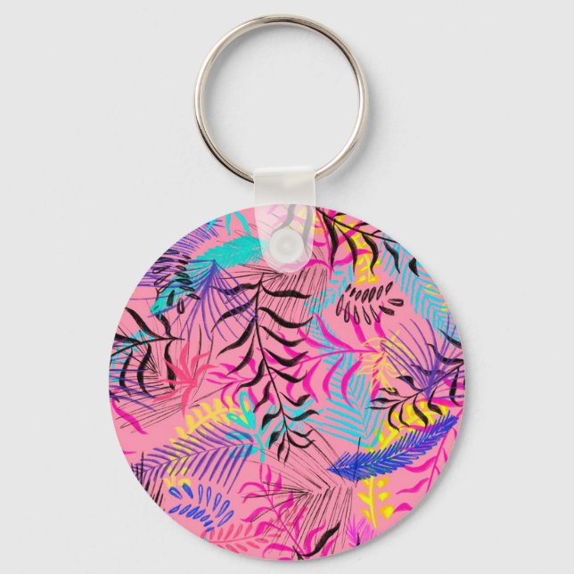 Tropical Leaves Keychain (Front)
