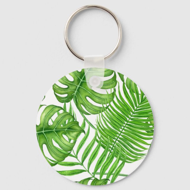 Tropical leaves keychain (Front)