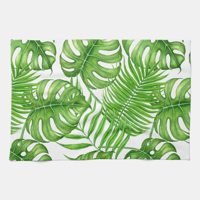 Tropical leaves kitchen towel (Horizontal)