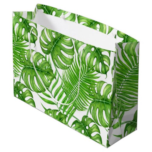 Tropical leaves large gift bag