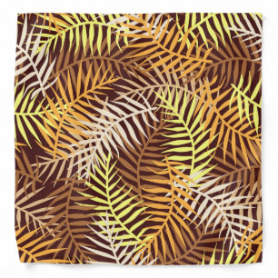 Tropical Leaves Leaf Nature Pattern Brown Orange Bandana