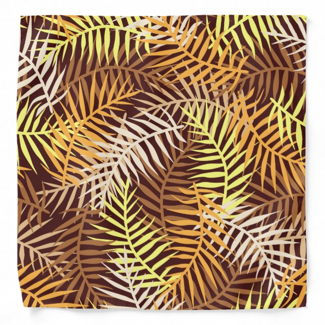 Tropical Leaves Leaf Nature Pattern Brown Orange Bandana (Front)