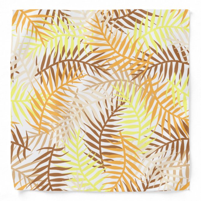 Tropical Leaves Leaf Nature Pattern Orange Yellow Bandana (Front)