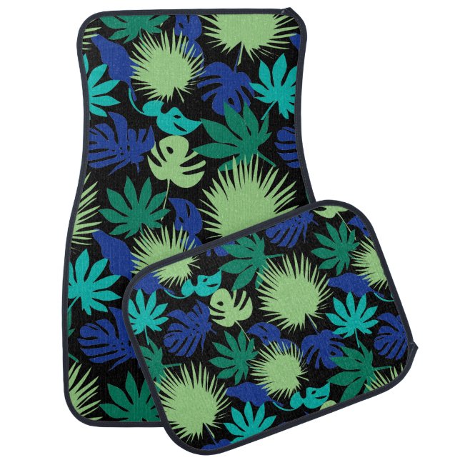Tropical leaves  , leaves , retro , tropics, autum car floor mat (Set)
