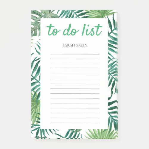 Tropical Leaves Lettered Personalised To Do List Post_it Notes