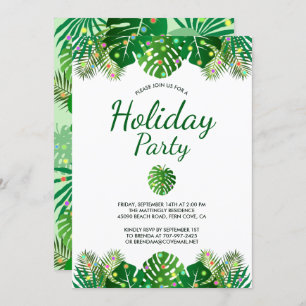 Tropical Leaves Lights Foliage Holiday Beach Party Invitation