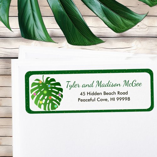 Tropical Leaves Lights Fun Beach Christmas Holiday Label