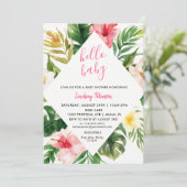 Tropical Leaves Luau Baby Shower Invitation Card (Standing Front)