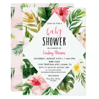 Tropical Leaves Luau Baby Shower Invitation Card