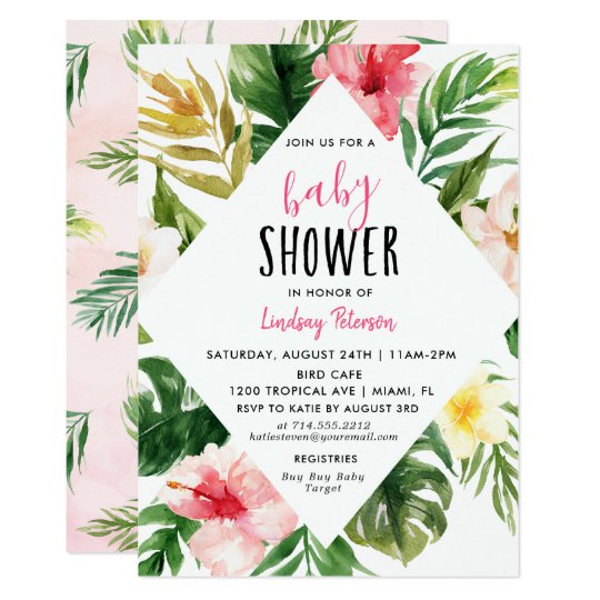 Tropical Leaves Luau Baby Shower Invitation Card | Zazzle.com