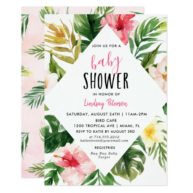 Tropical Leaves Luau Baby Shower Invitation Card