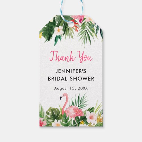 Tropical Leaves Luau Bridal Shower Thank You Tags