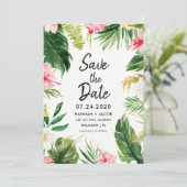 Tropical Leaves Luau Wedding Save The Dates Cards | Zazzle