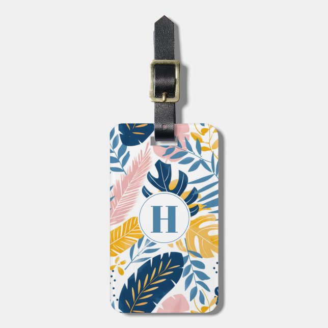 Tropical Leaves Luggage Tag (Front Vertical)