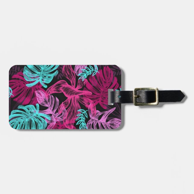 Tropical Leaves Luggage Tag (Front Horizontal)