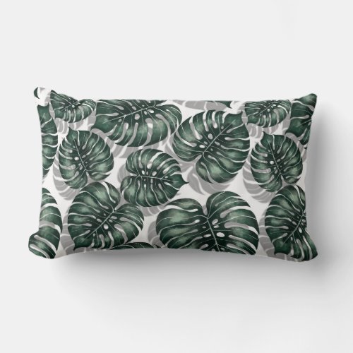 Tropical leaves lumbar pillow