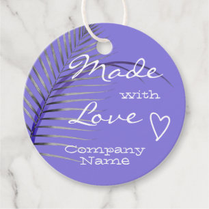 Tropical Leaves Made with Love Pastel Lilac Purple Favor Tags