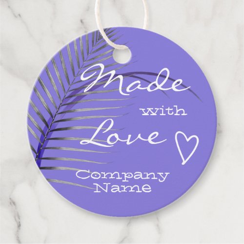 Tropical Leaves Made with Love Pastel Lilac Purple Favor Tags