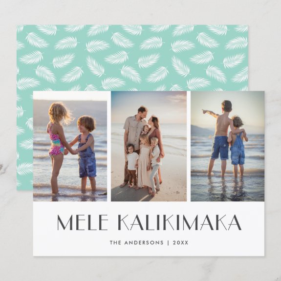 Tropical Leaves Mele Kalikimaka Photo Christmas