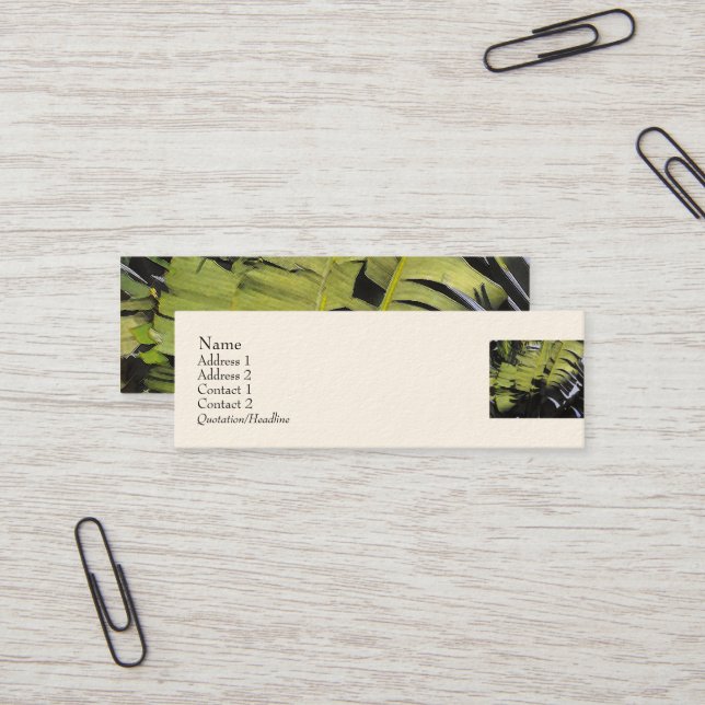 Tropical Leaves Mini Business Card (Front/Back In Situ)