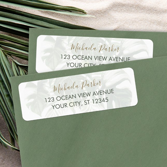 Tropical Leaves Modern Elegant Label (Creator Uploaded)