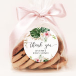 Tropical leaves, monstera bridal shower classic round sticker<br><div class="desc">Tropical leaves,  monstera bridal shower Classic Round Sticker
Matching items available.</div>