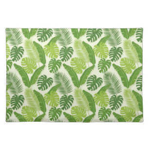 Tropical Leaves & Monstera Seamless Pattern Cloth Placemat