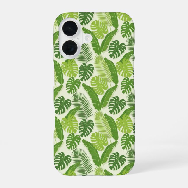 Tropical Leaves & Monstera Seamless Pattern iPhone Case (Back)