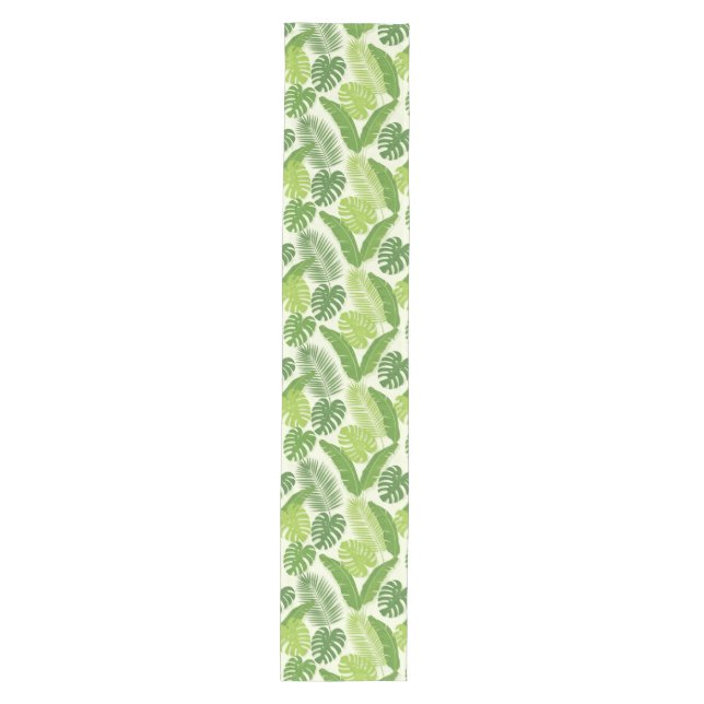 Tropical Leaves & Monstera Seamless Pattern Medium Table Runner (Front)